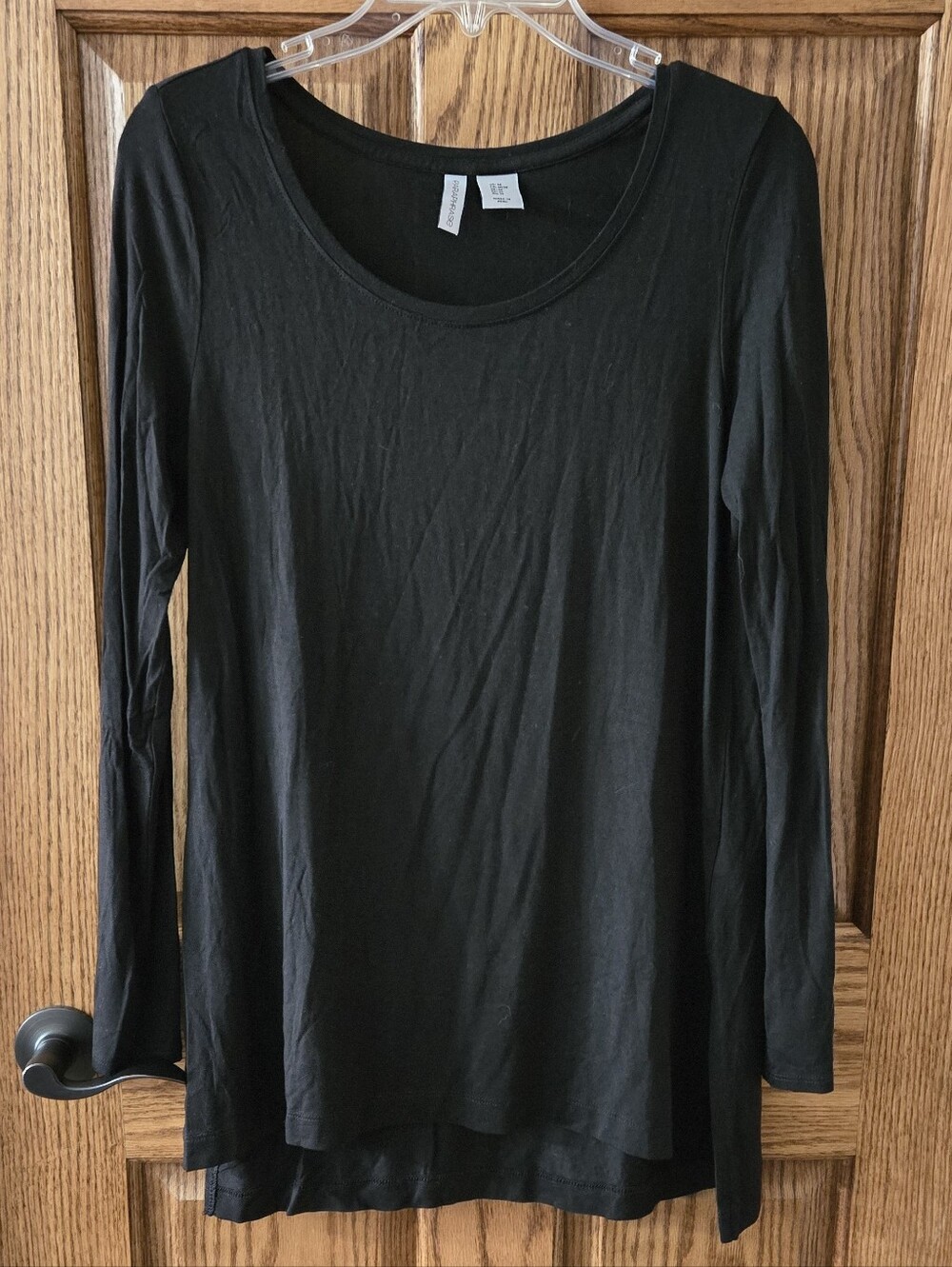 Paraphrase Black Scoop-Neck Long Sleeve Top